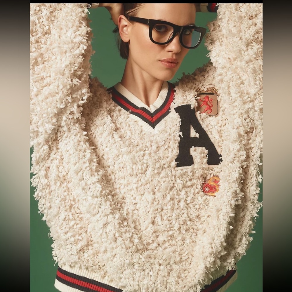 Eva Franco Varsity Pullover Sweatshirt.